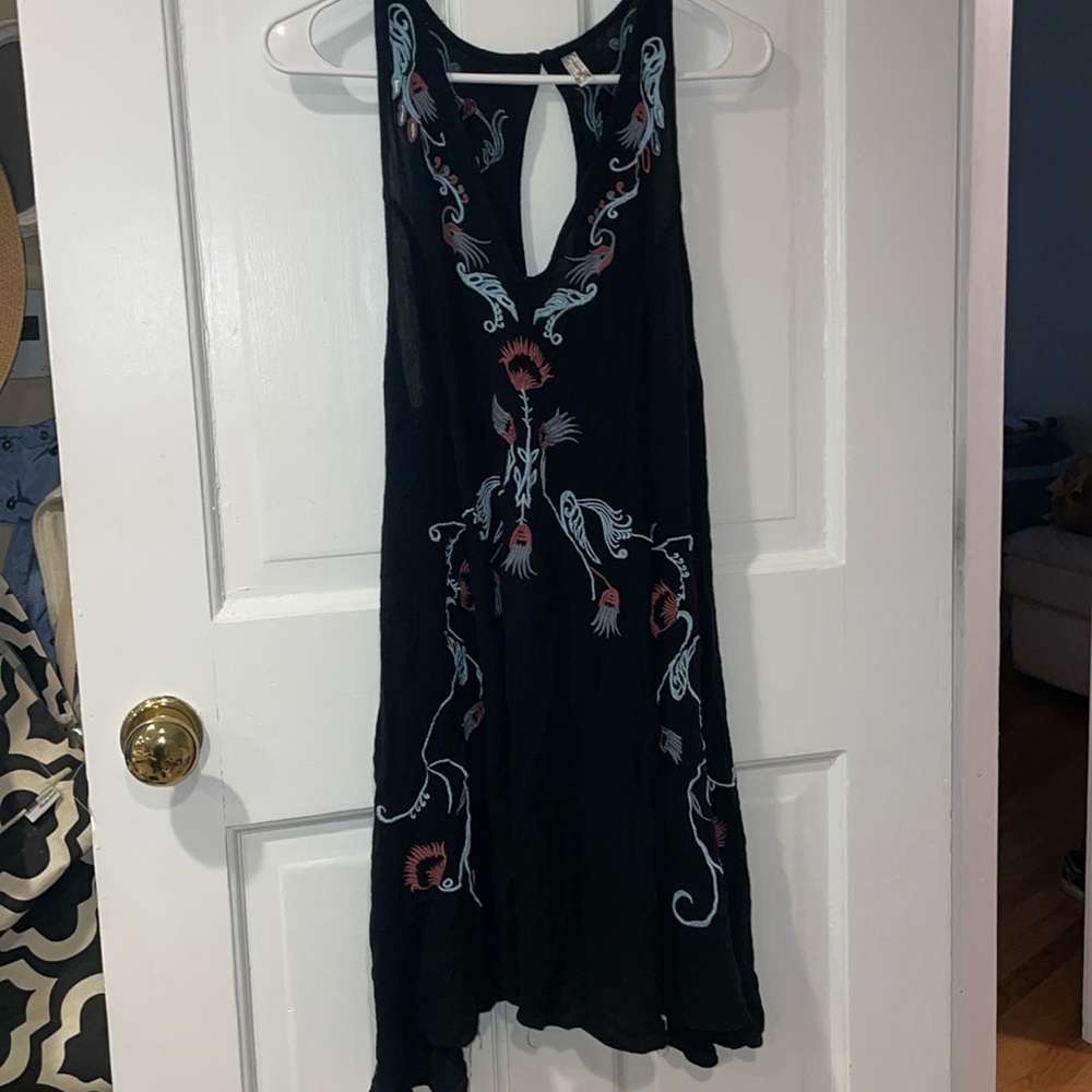 Free people black dress with ties on sides